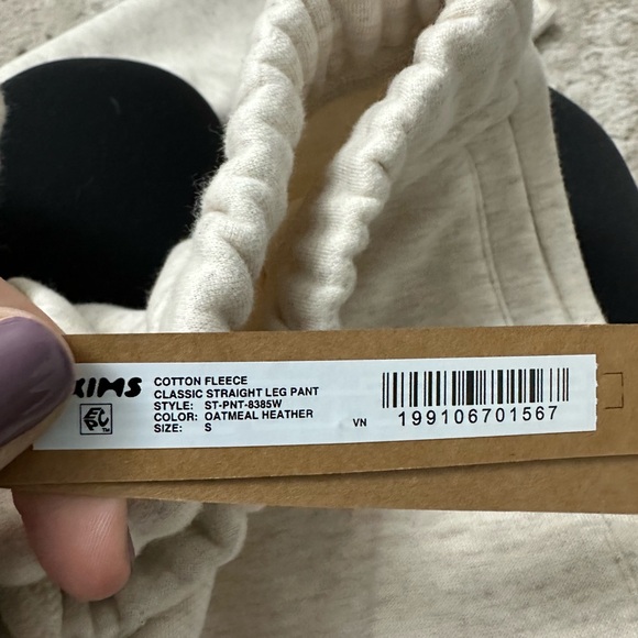 Skims Cotton Fleece Classic Straight Leg Pants Size Small NWT in Oatmeal Heather - Picture 6 of 6